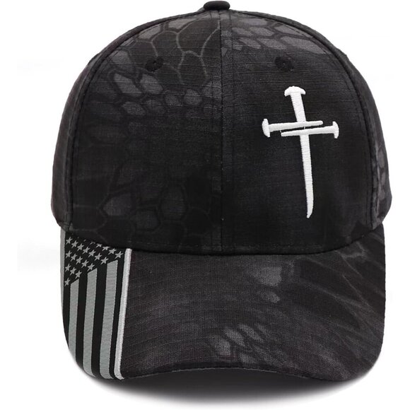Accessories - Redeemed 3 Nails Cross Hat - Adjustable Christian Baseball Cap for Men & Women